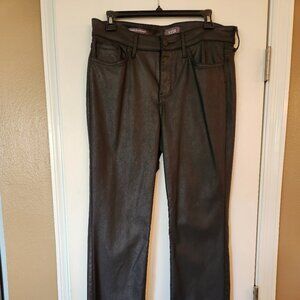 NYDJ Marilyn Straight Coated Black Jeans with Lift X Tuck Technology Size 10